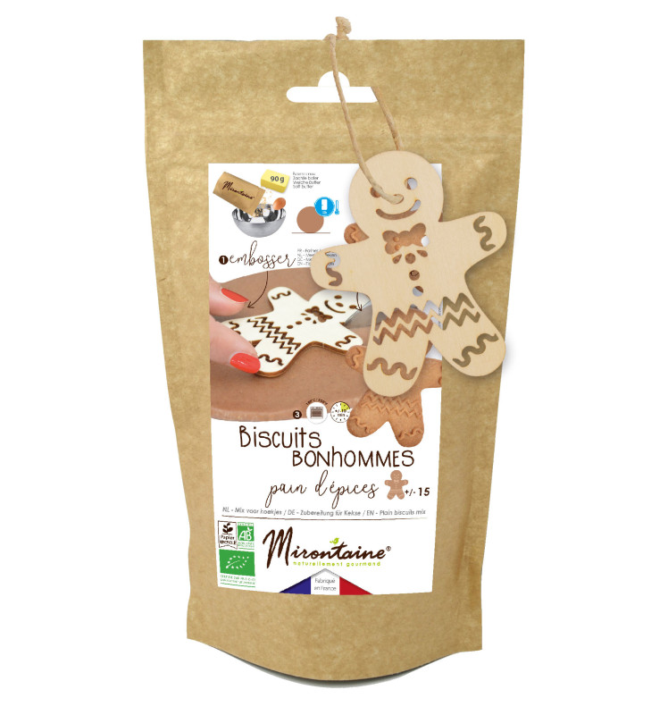 Préparation biscuits pain d'épices bio + embosseur bois bonhomme