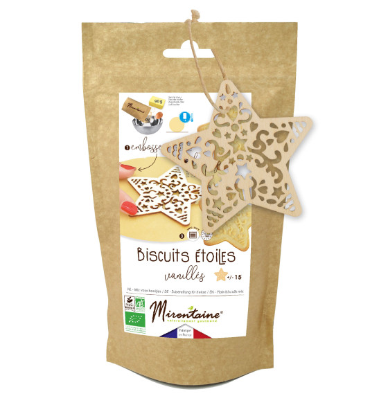 Préparation biscuits vanillés bio + embosseur bois étoile