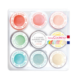 9 mini "Pastel" artificial powdered food colourings - ScrapCooking®