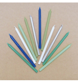 12 blue & silver long candles 12 cm - ScrapCooking®
