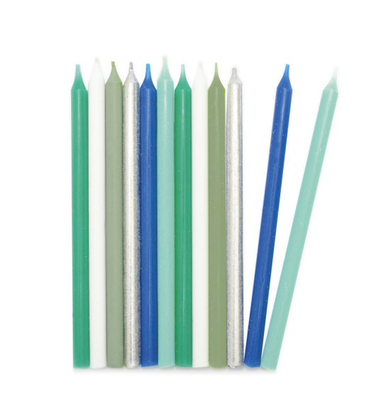 12 blue & silver long candles 12 cm 12 blue & silver long candles 12 cm