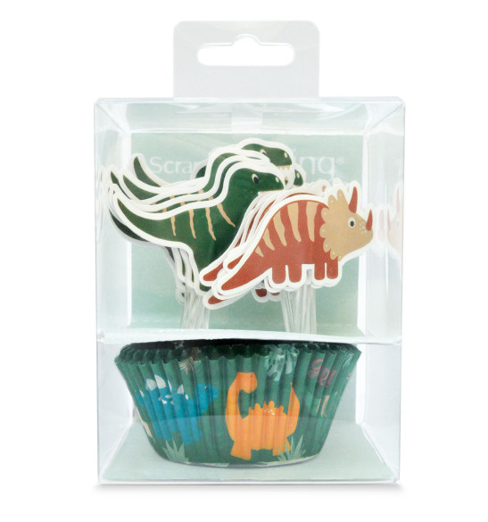 24 caissettes + 24 cake toppers Dino