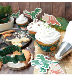 24 cupcake cases + 24 cake toppers "dino" - ScrapCooking®