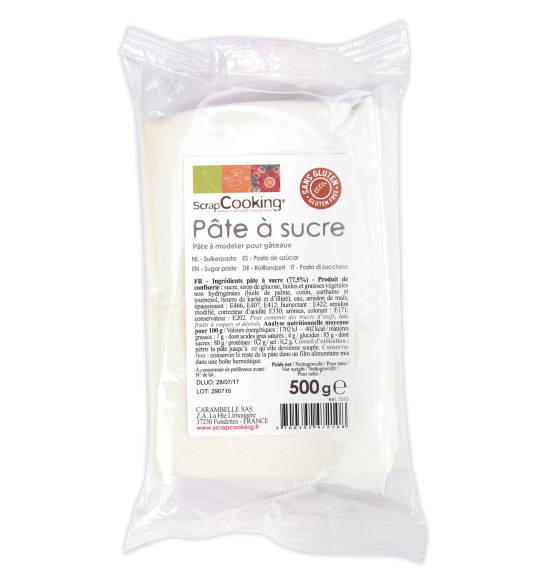 Pâte à sucre blanche goût vanille 500gr Pâte à sucre blanche goût vanille 500gr