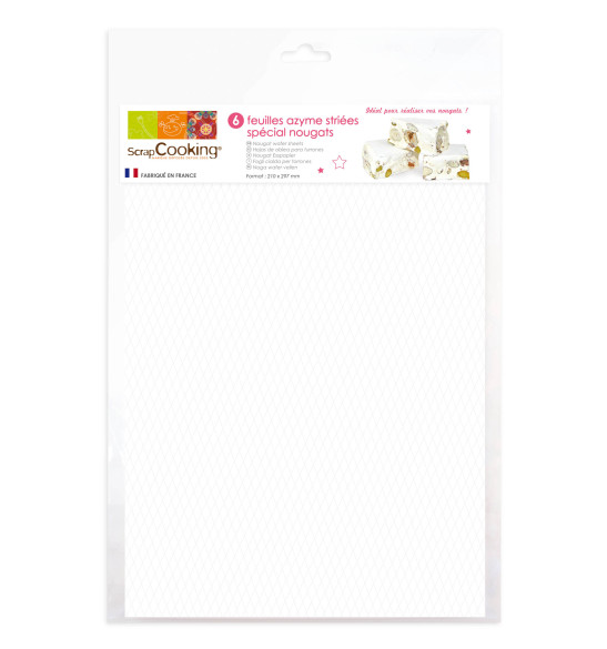 Lot de 6 feuilles azyme striées spécial nougat Lot de 6 feuilles azyme striées spécial nougat