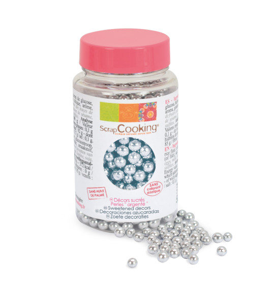 Décors sucrés perles argentés 55g Décors sucrés perles argentés 55g