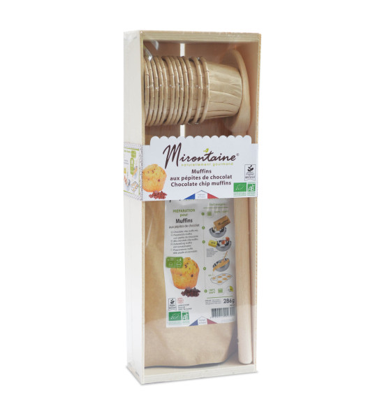 Coffret bois mini-muffins pépites de chocolat Coffret bois mini-muffins pépites de chocolat