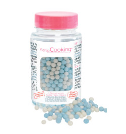 Pot de décors sucrés perles blanc/bleu 7406