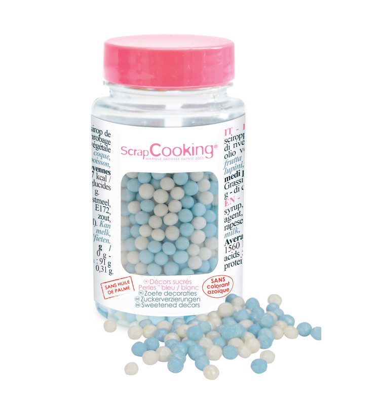 Décors sucrés perles blanc/bleu 55g