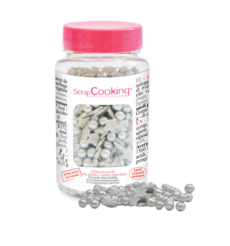 Décors sucrés étoiles/perles argentées 55g