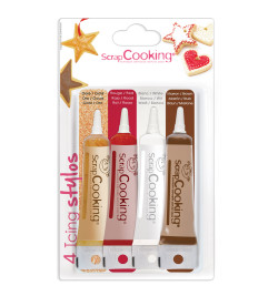 4 Icings or, choco, blanc, rouge réf.7125