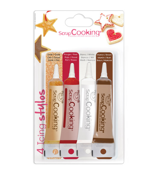 4 icings pens gold, choco, white, red 4X20g 4 icings pens gold, choco, white, red 4X20g
