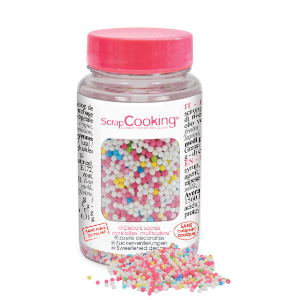 Décors sucrés mini-billes multicolores 80g Décors sucrés mini-billes multicolores 80g