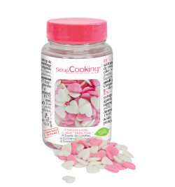 Pot de décors sucrés cœurs blancs/roses réf.7418